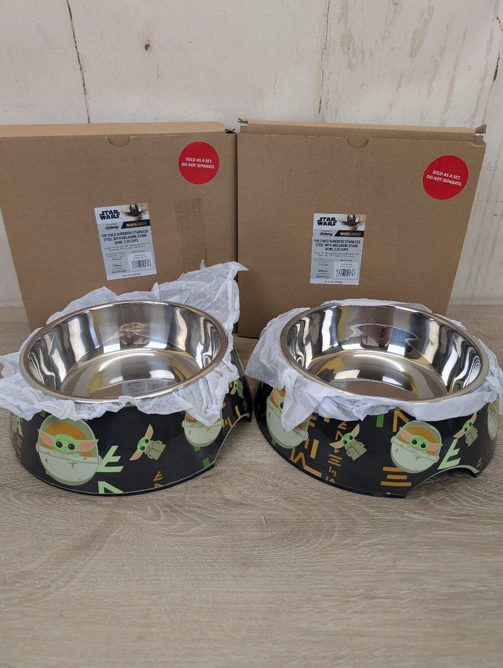 Set Of Two Star Wars The Mandalorian THE CHILD  Stainless Steel Bowls Brand New